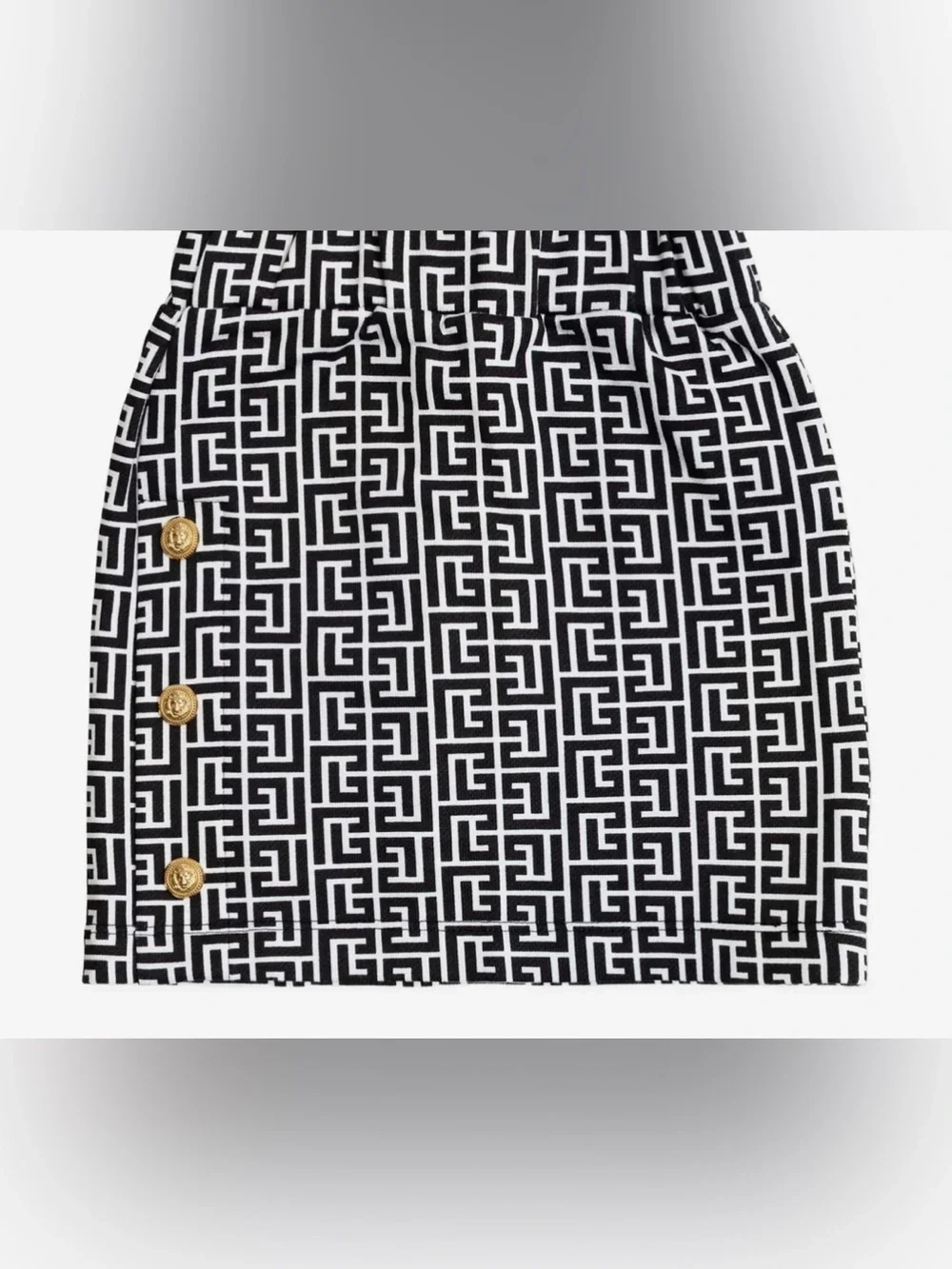 BALMAIN Girls Monogram Logo Skirt in Black